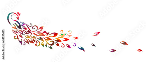 Graphic multicolored peacock. Vector illustration