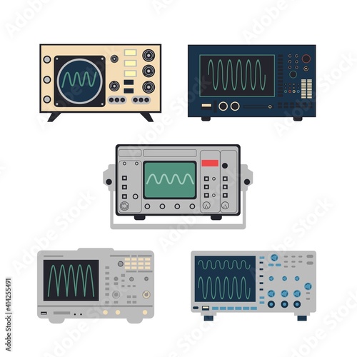 set of oscillographs old and new. vector
