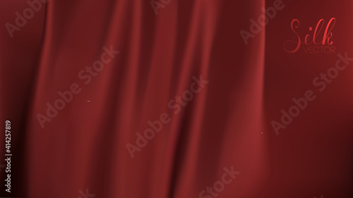 Ribbon background. Red silk on black background. Luxury background template vector illustration. Award nomination design element. Red Fashion Background.