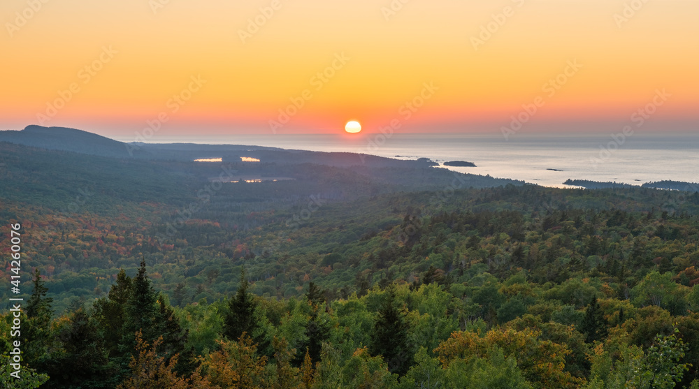 Autumn Sunset from Brockway Mountain Drive near Copper Harbor in the Michigan Upper Peninsula - Lake Superior