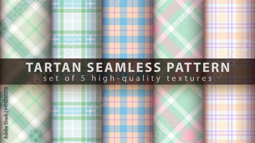 Set classic tartan seamless pattern.