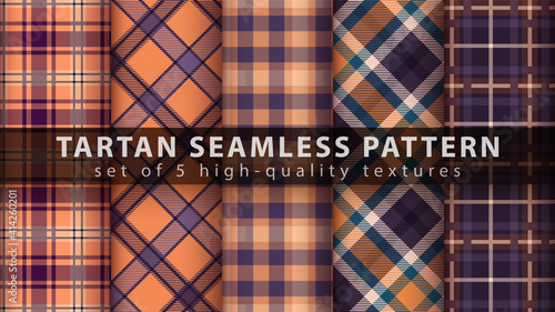 Set classic tartan seamless pattern.