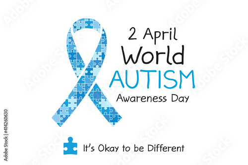 2 April World Autism awareness day banner. Symbol of autism. Design template for background, card, print, poster or brochure. Concept of healthcare awareness campaign for autism