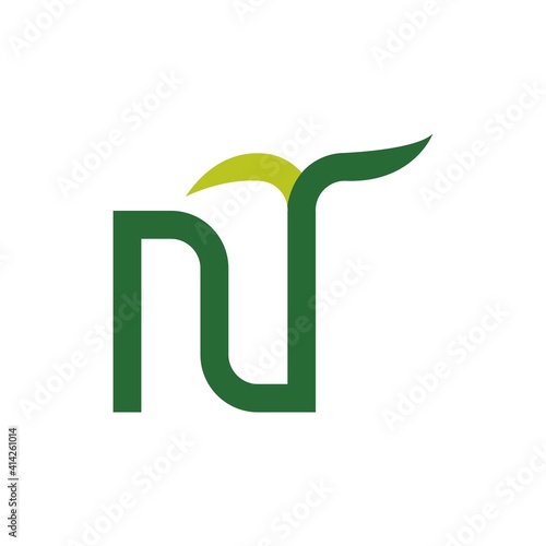 NT letter with Leaf logo design vector
