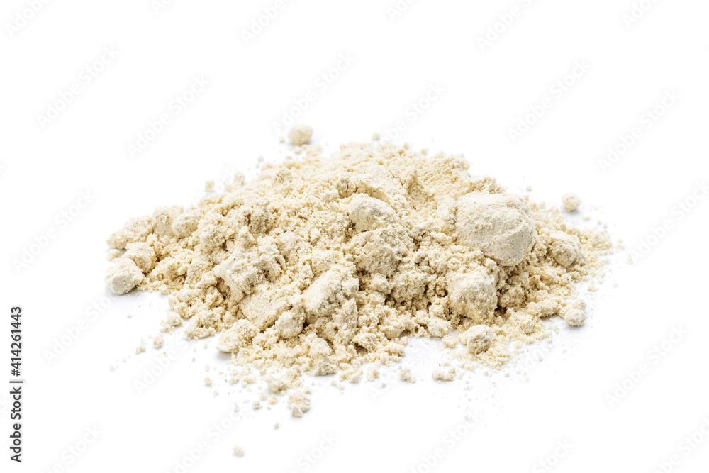 dry wasabi powder isolated on a white background. above view dry wasabi powder isolated on a white background. above view