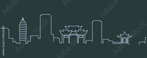 Canvas Print Kunming Single Line Skyline Profile
