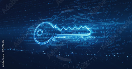 Obraz na plátně Key encryption symbol abstract 3d illustration