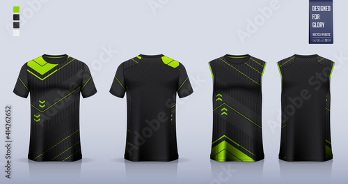 T-shirt sport, Soccer jersey, football kit, basketball uniform, tank top, and running singlet mockup. Fabric pattern design. Vector.