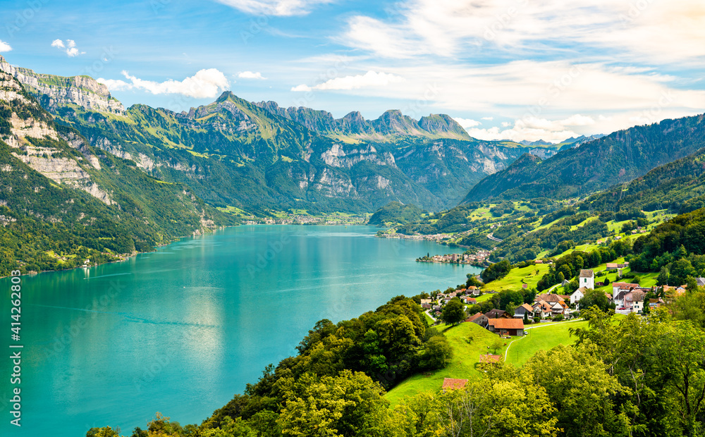 Landscape at Walensee Lake in Switzerland