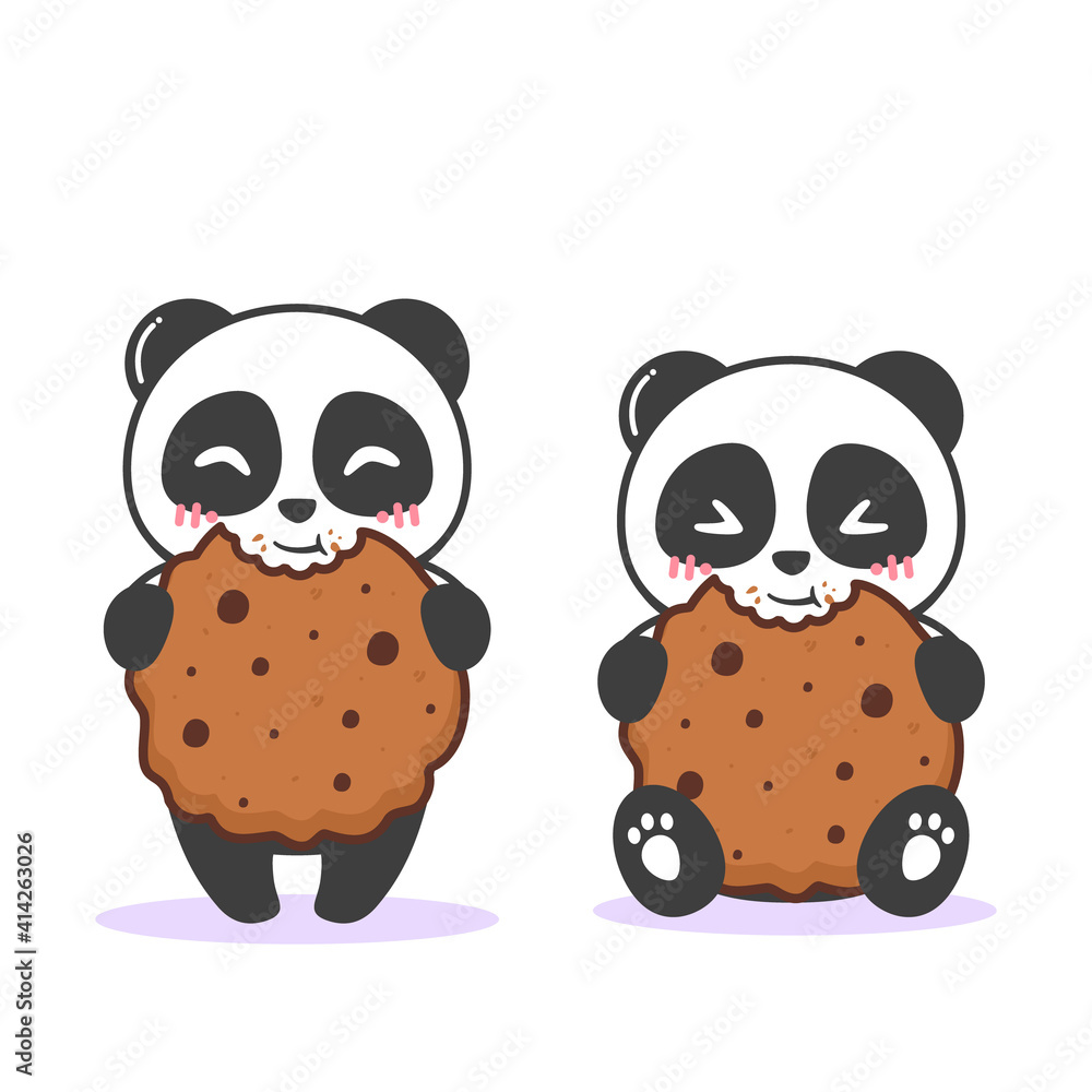 cute panda with brown cookies cute panda with brown cookies
