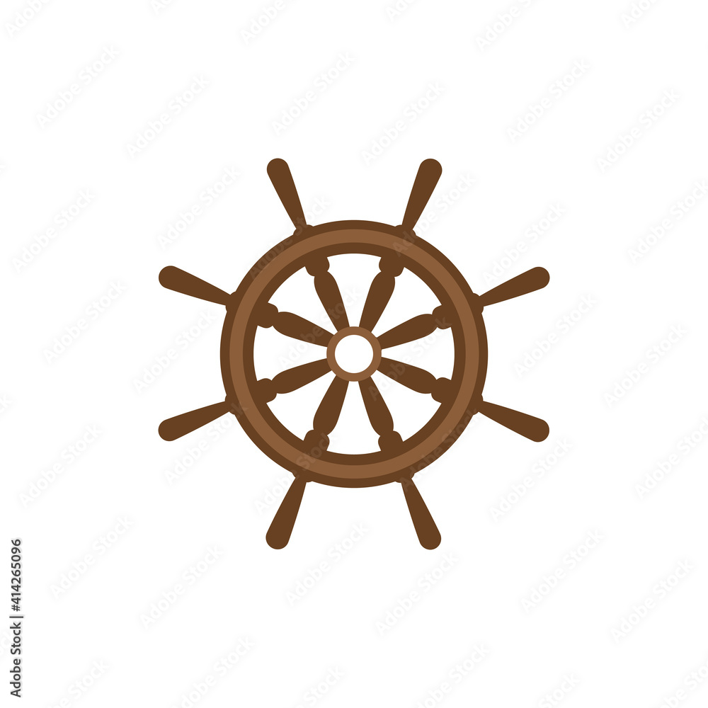 Wooden ship wheel vector illustration isolated on white background stock