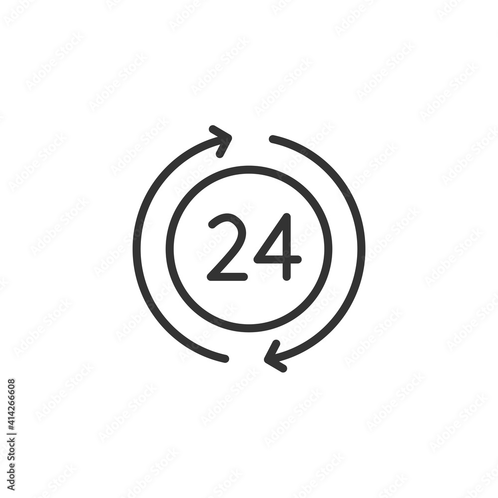24 Hours a day service icon. Vector symbol. 24 Hours a day service icon. Vector symbol.