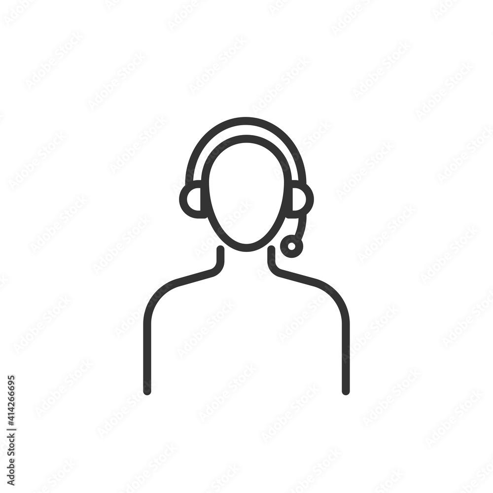 Customer service icon. User with headphone. Vector illustration Customer service icon. User with headphone. Vector illustration