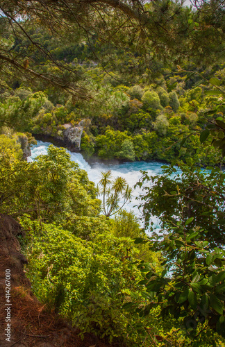 Huka Falls on the Waikato River near Lake Taupo, New Zealand.