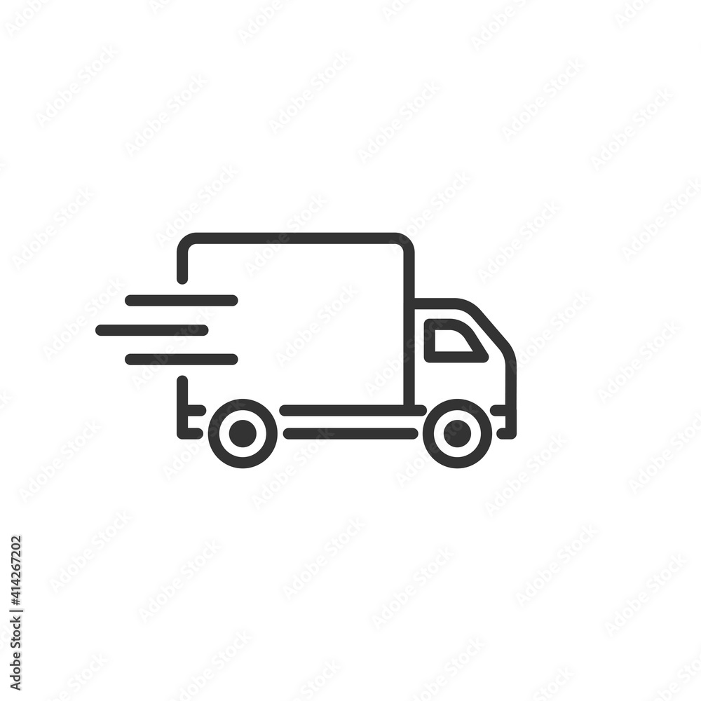 Illustration of van thin line icon design. Delivery van. Logistics line icon. Vector.