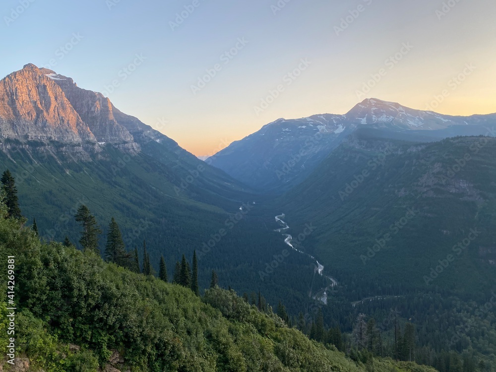 Glacier National Park Sunset on the Mountains