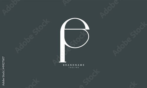Alphabet letters Initials Monogram logo PE, EP, P and E