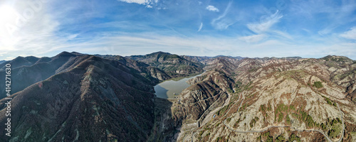 Aerial view of Borovitsa Reservoir at Rhodope Mountains, Bulgaria photo