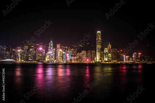 photo of far away buildings hong kong by night