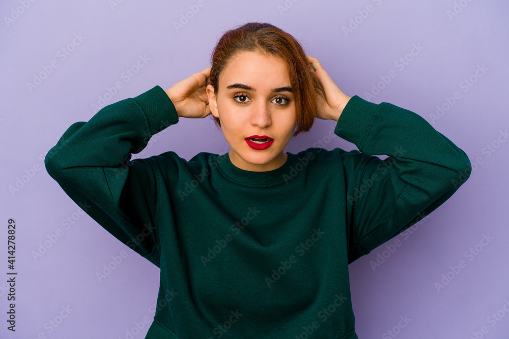 Young arab mixed race woman screaming, very excited, passionate, satisfied with something. Young arab mixed race woman screaming, very excited, passionate, satisfied with something.