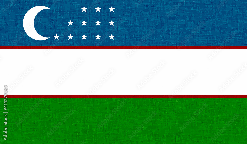 Fototapeta premium Grunge Uzbekistan flag. Uzbekistan flag with waving grunge texture.