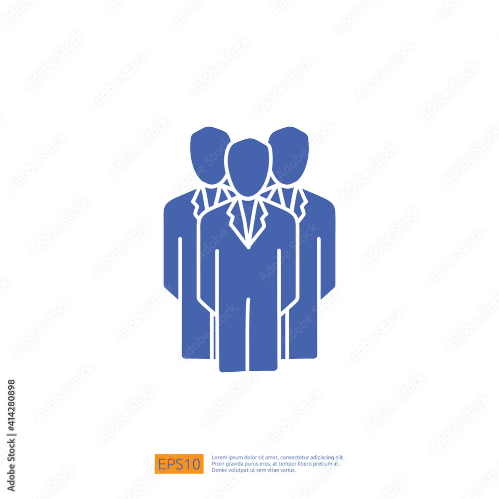 Business corporate team doodle icon. Team leadership or community concept. people working together. Social network group logo symbol vector illustration Business corporate team doodle icon. Team leadership or community concept. people working together. Social network group logo symbol vector illustration