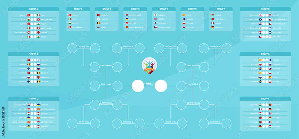 Match schedule, template for web, print, football results table, flags of  European countries participating to the final tournament of european  football championship 2020. vector illustration 2153339 Vector Art at  Vecteezy