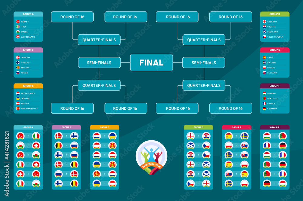 Match schedule, template for web, print, football results table, flags