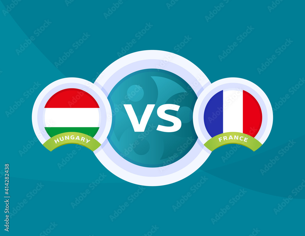 Hungary vs France match. Football 2020 championship match versus teams  intro sport background, championship competition final poster, flat style  vector illustration. Stock Vector | Adobe Stock