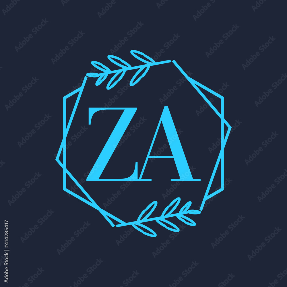 Simple Elegant Initial Letter Type ZA Logo Sign Symbol Icon, Logo Design Template Stock Vector