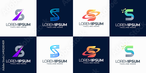 Set of abstract initial letter s logo template. icons for business technology, modern, simple