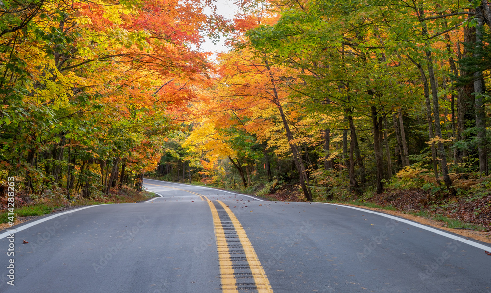 Autumn scenic drive through the tunnel of Trees in Michigan Upper Peninsula UP - Highway 41 M26 Autumn scenic drive through the tunnel of Trees in Michigan Upper Peninsula UP - Highway 41 M26