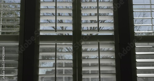 Looking out of the window with custom plantation shutters photo