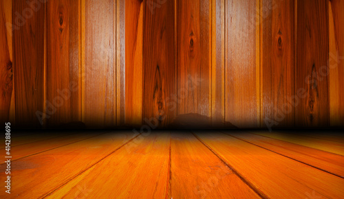 Empty brown wooden room wall There are patterns and space for design ideas for office, living room, living room with wooden background.