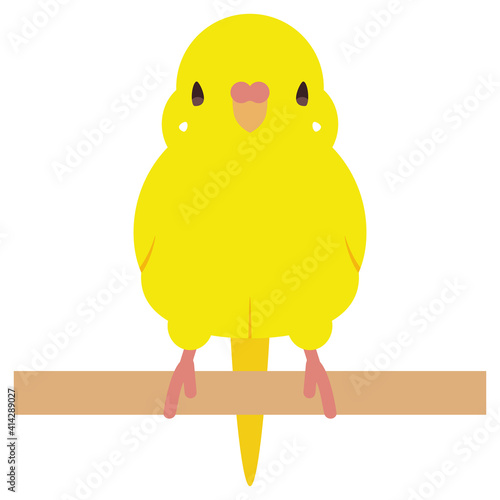 とまり木に止まるルチノーセキセイインコのベクターイラスト