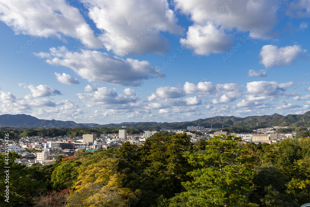 松江城天守閣からの松江市街地眺望