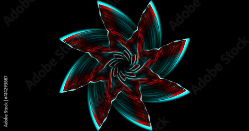 abstract mystical futuristic isoteric swirl vortex wingl on a black background photo