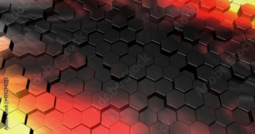 background with retractable hexagonal 3d tiles