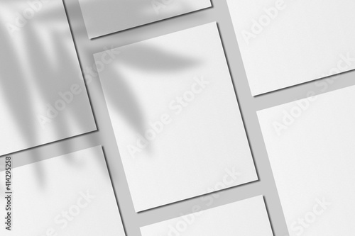 Realistic blank US letter flyer brochure for mockup. Paper or poster illustration with shadow overlay. 3D Render.