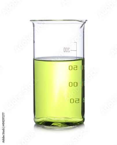 Beaker with color liquid isolated on white