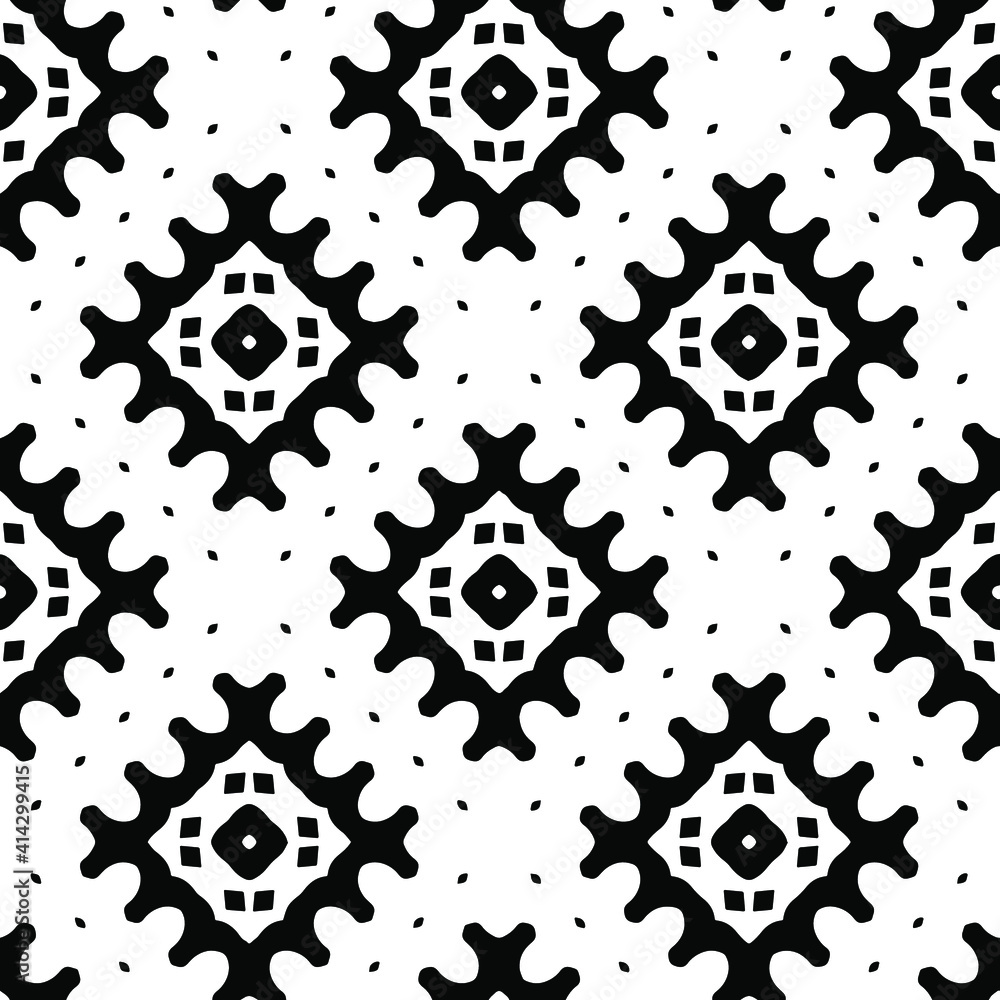 Geometric vector pattern with triangular elements. Seamless abstract ornament for wallpapers and backgrounds. Black and white colors. Geometric vector pattern with triangular elements. Seamless abstract ornament for wallpapers and backgrounds. Black and white colors.