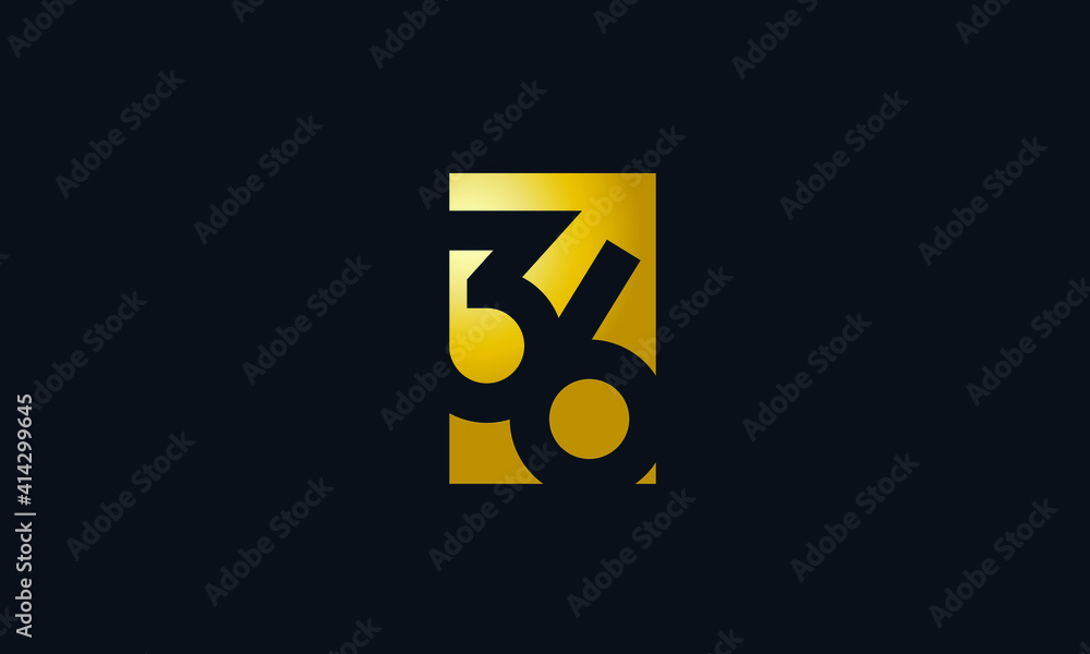 Unique Modern Gold Box Number 36 Logo - obrazy, fototapety, plakaty 