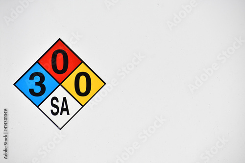 Diamond shaped sign provides information about hazards and severity that may occur during emergency response