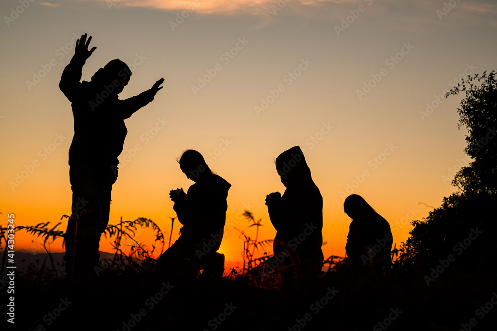 Silhouette of Christian prayers