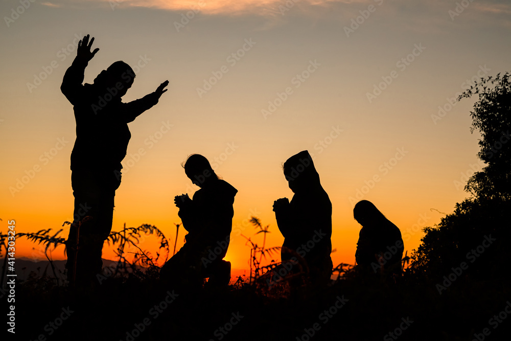 Silhouette of Christian prayers Silhouette of Christian prayers