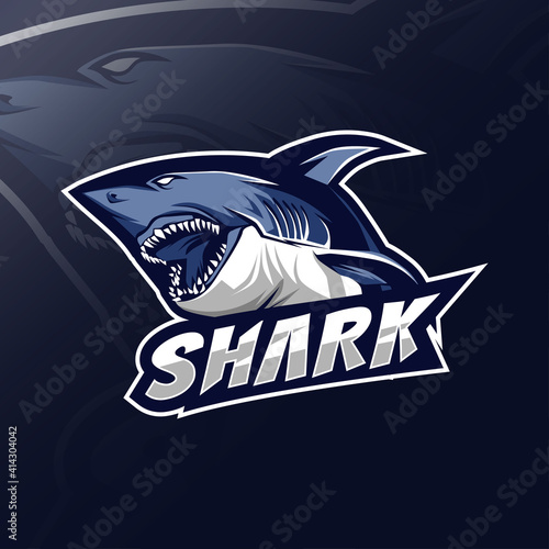 Shark mascot logo esport design