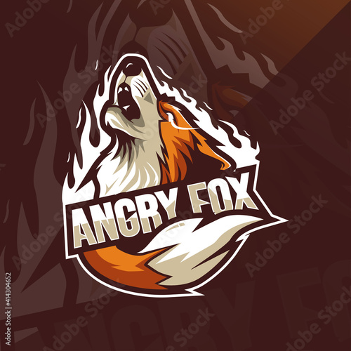 Angry Fox mascot logo templates