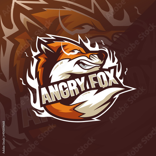 Angry Fox mascot logo templates
