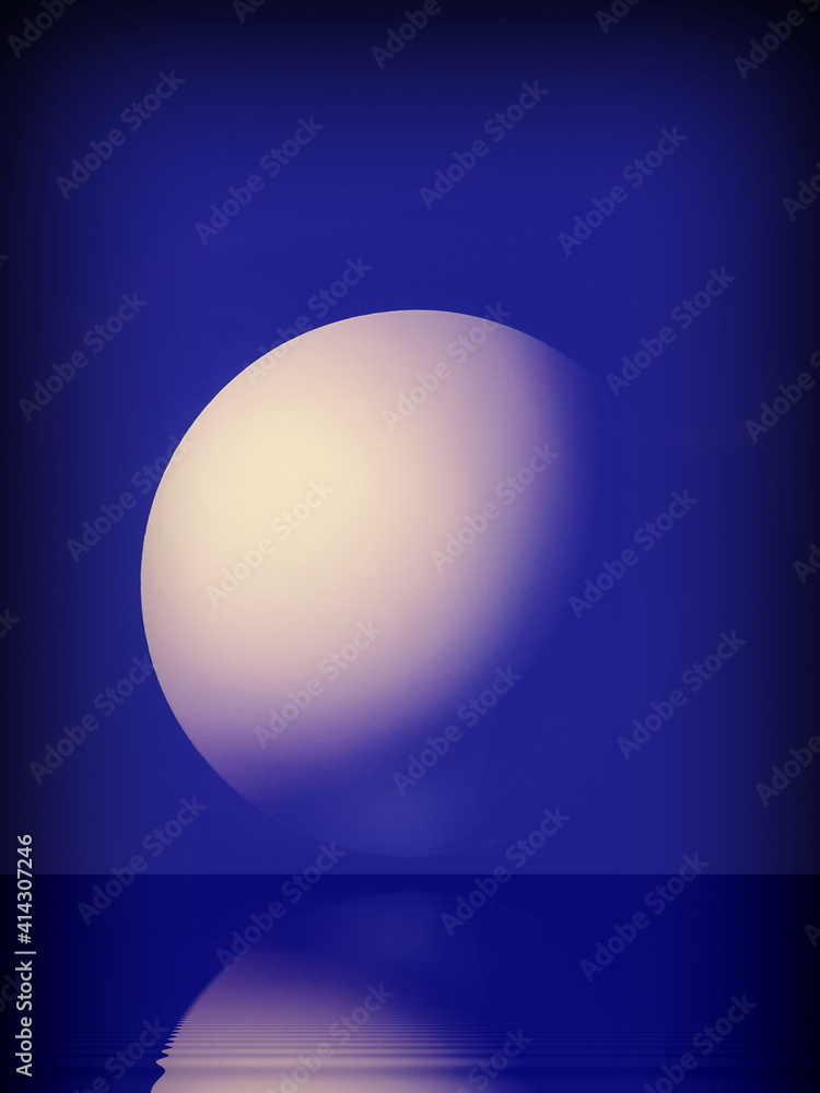 Abstract images shading parts of a circular light bulb. The concept of the crescent moon in the night sky
