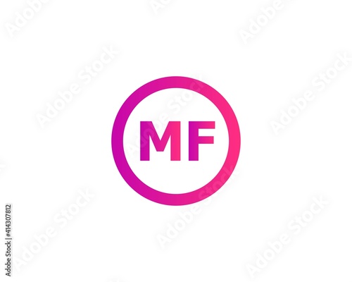MF FM letter logo design vector template